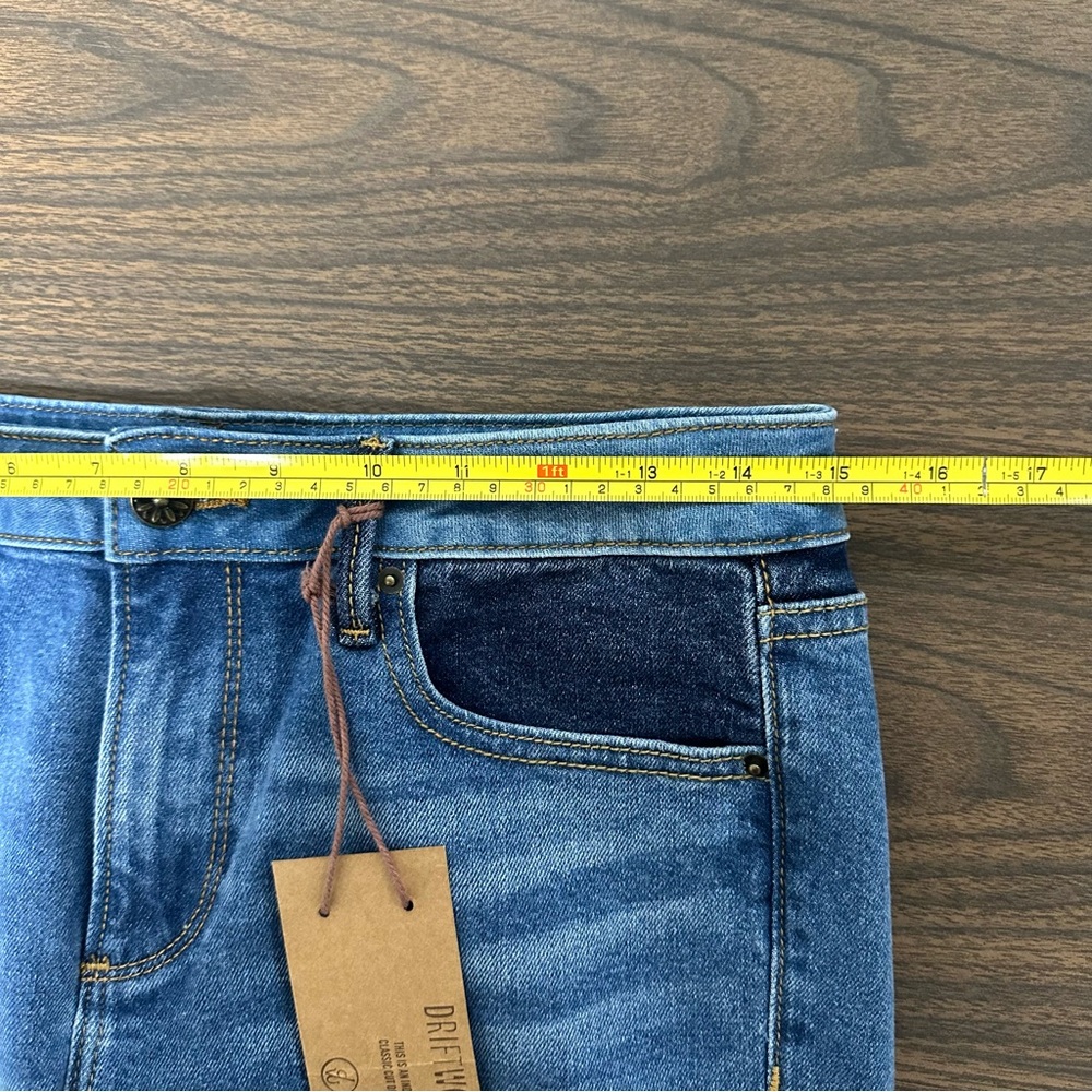 🔥SOLD🔥Driftwood Classic Fit Cleo Patchwork High Rise Flare Jeans Raw Hem - Picture 13 of 15